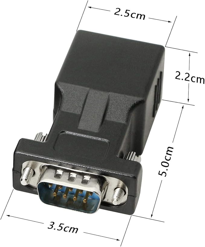 DB9 RS232 to RJ45 Extender, DB9 9-Pin Serial Port Female&Male to RJ45 CAT5 CAT6 Ethernet LAN Extend Adapter Cable-2pcs (2-Adapter)