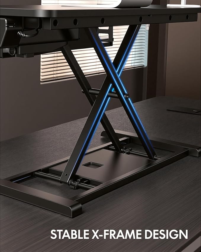 FLEXISPOT 35″ Electric Standing Desk Converter – Motorized Height Adjustable Sit Stand Riser, Fits Dual Monitors & Laptop, Wide Keyboard Tray, Smooth Quiet Lift, Home Office & Workstation Upgrade