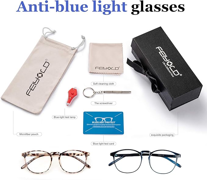 Blue Light Blocking Glasses Women/Men,Retro Round Anti Eyestrain Computer Gaming Glasses(2Pack)