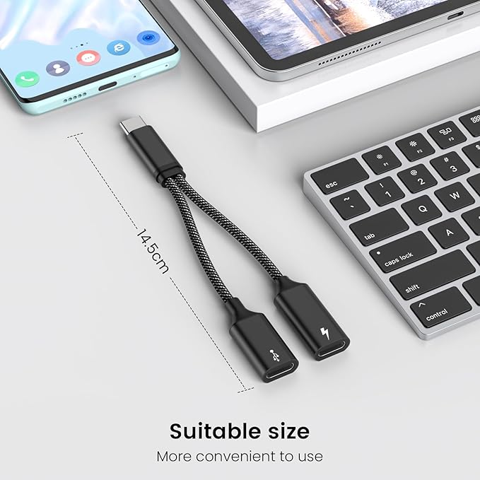 MOGOOD USB C Splitter to Female Adapter Y Cable (Not for Monitor) - Male to 2 Female Cord Double Port Hub Charging Split Adapter for Mac, Xbox One, PS5, Laptop