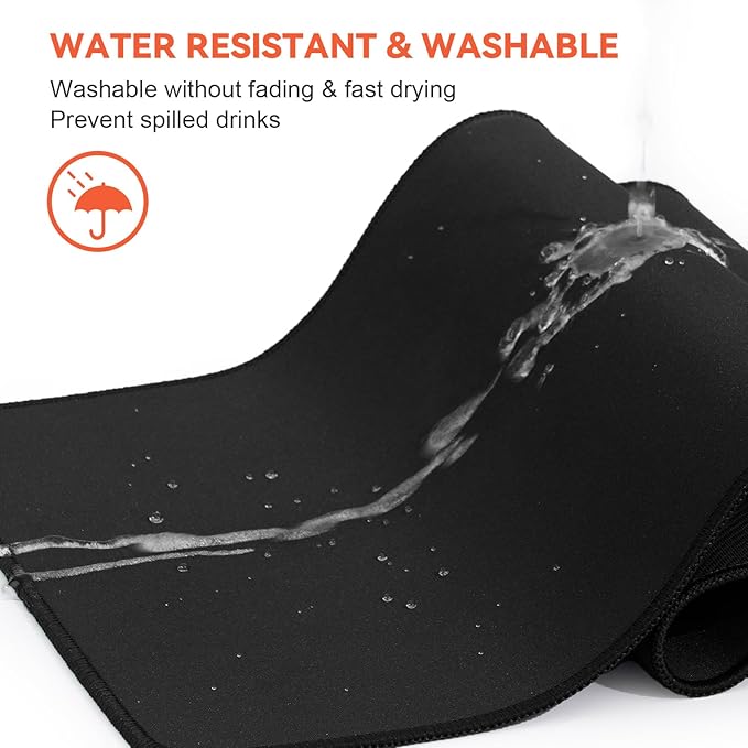Black Mouse Pad Gaming Keyboard Pad 31.5 x 11.8 in Large Computer Mouse Pad with Anti-Slip Rubber Base and Stitched Edges, Extended Mouse Mat for Gaming Working
