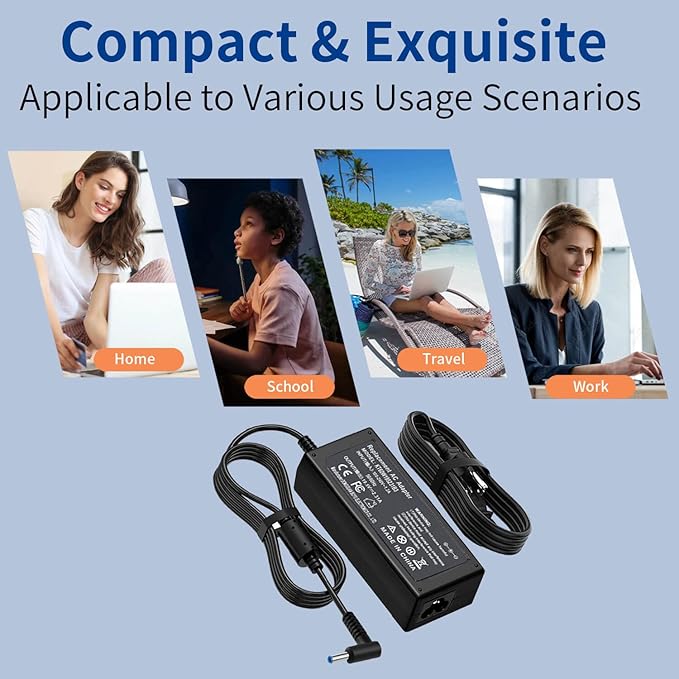 45W 19.5V 2.31A Replacement for HP Laptop Charger Blue Tip,Pavilion x360 Charger 11 13 15, Envy X360 13 15,Zbook 14u G4 G5 15u 15 G3,Stream 11 13 14,HP Model 15 Laptop Charger AC Adapter Power Cord
