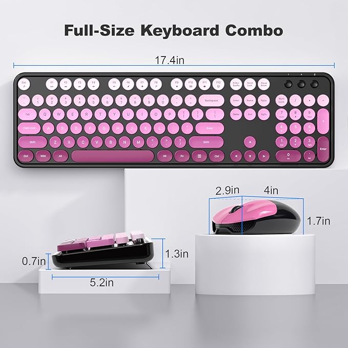 KNOWSQT Wireless Keyboard and Mouse Combo - Blackpink-Gradient Colorful 2.4G Typewriter Full-Size Cute Keyboards - USB Receiver Plug and Play, for Computer, PC, Laptop, Desktop, Windows