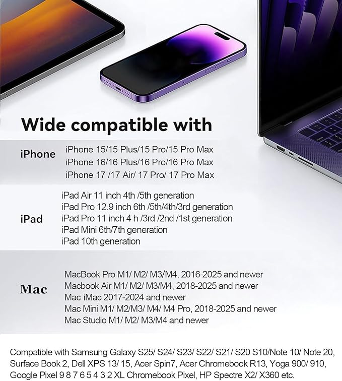 Apple USB-C to HDMI Adapter 4K@60Hz for iPhone 15 16 17 MacBook Pro Air iPad Pro, MFi Certified Type-C Digital AV HDMI 2.0 Cord Compatible with Samsung Galaxy S26/S25, Pixelbook, XPS
