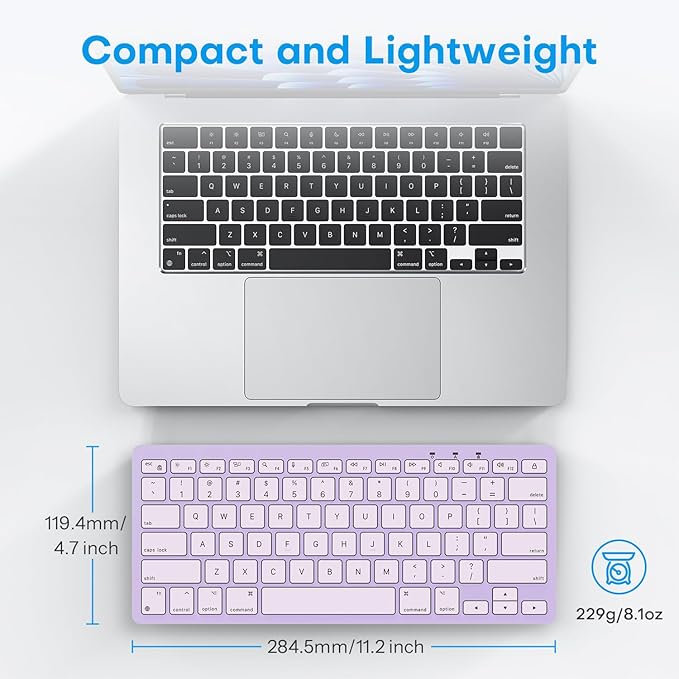 OMOTON Wired Keyboard for Mac Devices ONLY with Dual Interface, Comfortable Typing Angle & Stable Connection, Compatible with MacBook, iMac, Mac mini, PC-Purple