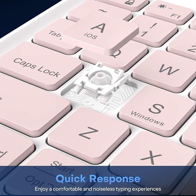 OMOTON Bluetooth Keyboard for Tablet/Android/Windows/iOS, with 7 Colors Backlight Rechargeable Wireless Mini Keyboard for Galaxy Tab A9+ / S9 FE / S10 / S11 / A11 Series etc, Pink