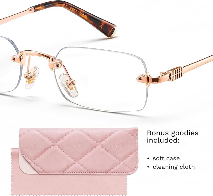 livho Ultra-Light Statement Glasses — Rectangular Metal Blue-Light Frames for Women