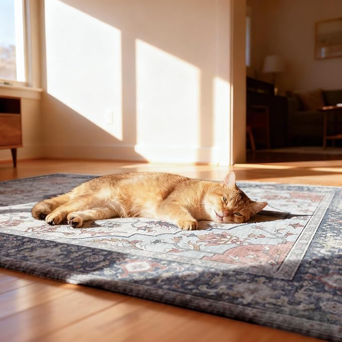 36"x48" Office Chair Mat for Hardwood, Under Desk Chair Mat for Home Office, Anti-Slip Office Rugs for Rolling Chairs, Floor Protector Washable Rugs Orange Multi