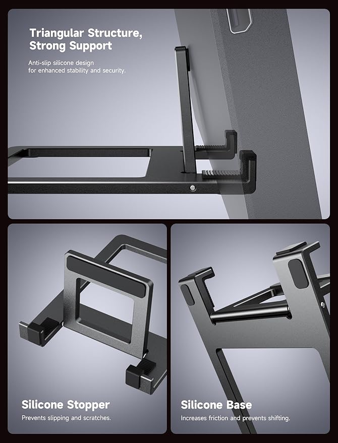 JSAUX Portable Stand Mount for FlipGo Series and 13.5''/15.6''/16 Inch Portable Monitors, Lightweight Screen Extender Holder, Quick Setup Monitor Support for Travel Office Desk -Black