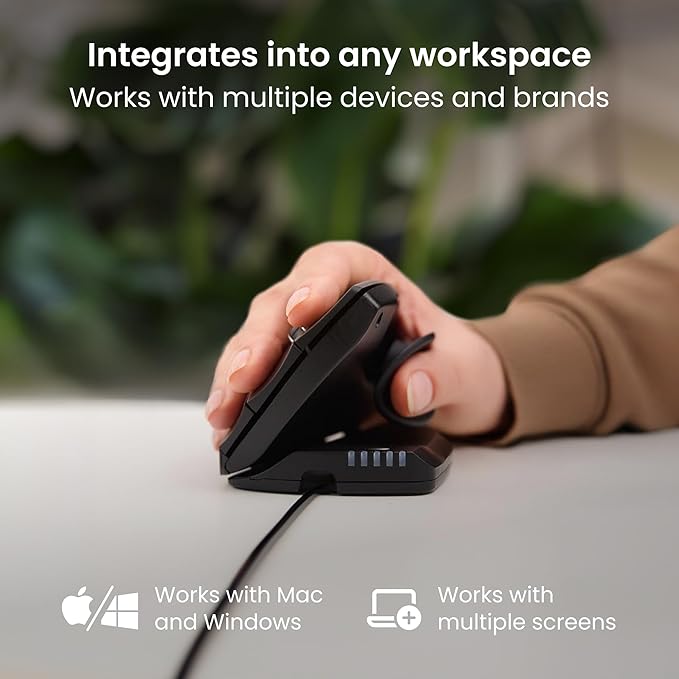 Contour Unimouse Ergonomic Vertical Mouse Adjustable 35°-70° Tilt Angle, 6 Programmable Buttons for Productivity, Customizable Thumb Rest for Wrist Pain Relief | Plug & Play Mac/PC - Wired - Right