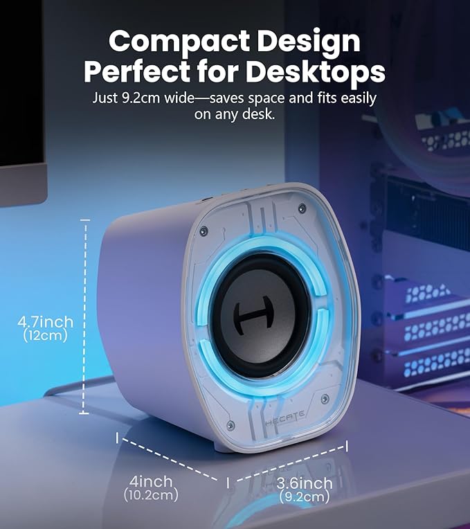 Edifier G1000 II Desktop Computer Speakers for Gaming, 2.5" Full-Range Driver & Enhanced Bass, Bluetooth 5.4 USB-C AUX, 9 Dynamic RGB Lighting Modes for PC - White