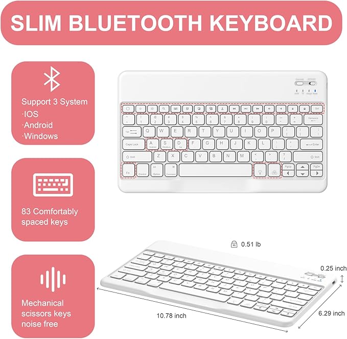 Soke Keyboard Case for iPad Pro 13 Inch (M5 2025/M4 2024), 7-Color Backlit Detachable Bluetooth Keyboard, Folio Stand TPU Back Cover with Pencil Holder for iPad Pro 13", Red Marble