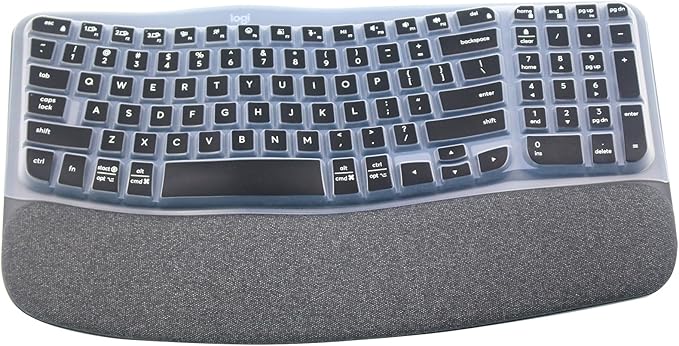 Ultra Thin Desktop PC Silicone Keyboard Cover Skin Protector Compatible with Logitech Wave Keys MK670 Wireless Keyboard, 2023 Logitech Wave Keys Wireless Keyboard Skin (Black)