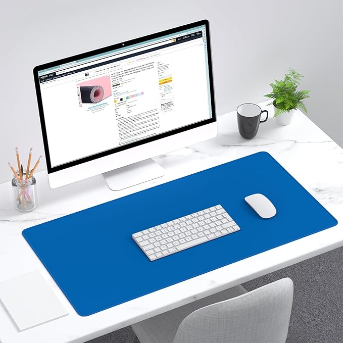 Dapesuom Large Gaming Mouse Pad, Extended Mouse Mat with Stitched Edges, Full Size Keyboard Pad with Non-Slip Base, Big XXL Computer Desk Mats for Gamer, Laptop, Office, 31.5 x 15.7 in, Dark Blue