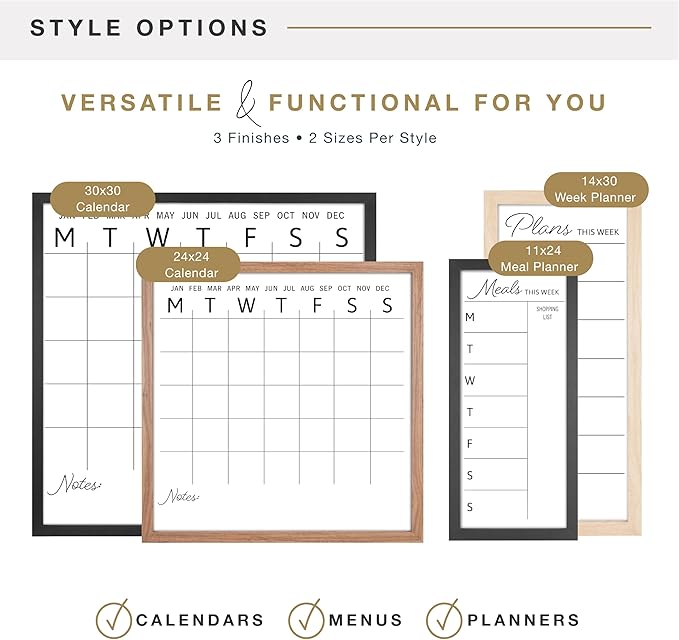 MCS Dry Erase Weekly Meal Planner 11x24 Black Framed Calander Whiteboard for The Wall, Plan Your Meals for The Week, Family Weekly Planner for Dinners & More–Including Shopping List