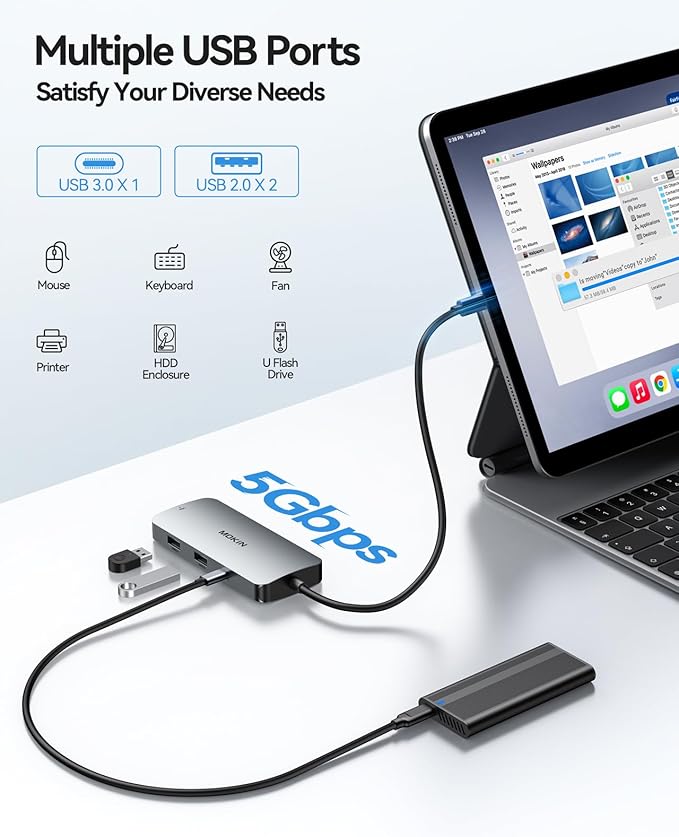 USB C Docking Station Dual Monitor, 7 in 1 USBC to Dual HDMI Adapter, USB C Hub with 2 HDMI, VGA, 100W PD, 3 USB, Multiport Adapter for Dell HP Lenovo Surface MacBook Laptop