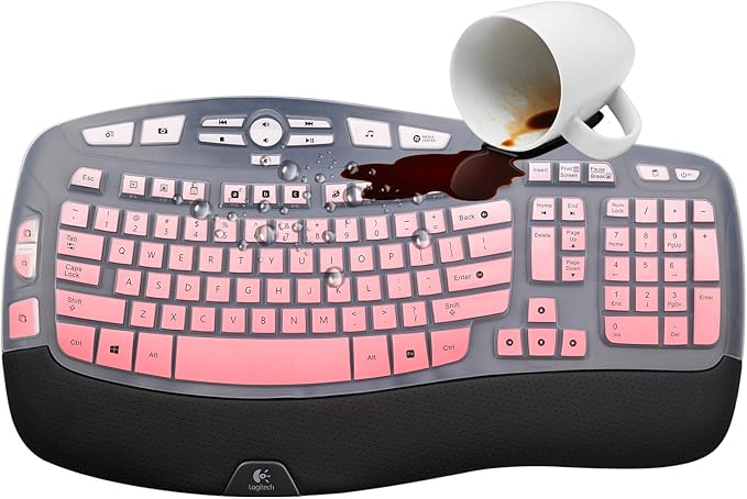Keyboard Cover for Logitech K350 Wireless Wave & MK570 MK550 Wireless Keyboard, Logitech K350 MK550 MK570 Keyboard Accessories Protective Skin-Rainbow