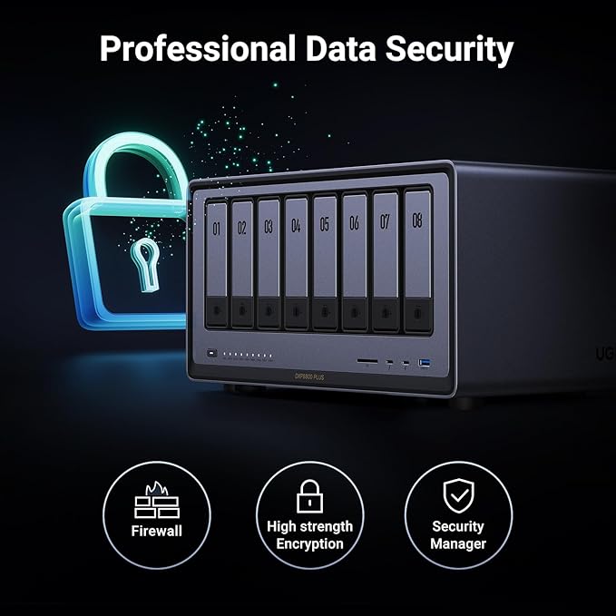 UGREEN NAS DXP8800 Plus 8-Bay Desktop NASync, Intel i5 1235u 10-Core CPU, 8GB DDR5 RAM, Bulit-in 128G SSD for System, 2*10GbE, 2*M.2 NVMe Slots, 8K HDMI, 2X TBT4, Network Attached Storage (Diskless)
