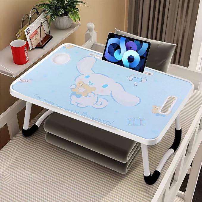 Laptop Desk Foldable Kawaii Bed Desk Table Cute Folding Breakfast Tray Portable Lap Standing Desk Notebook Stand Reading Holder for Bed/Couch/Sofa/Floor (Blue)