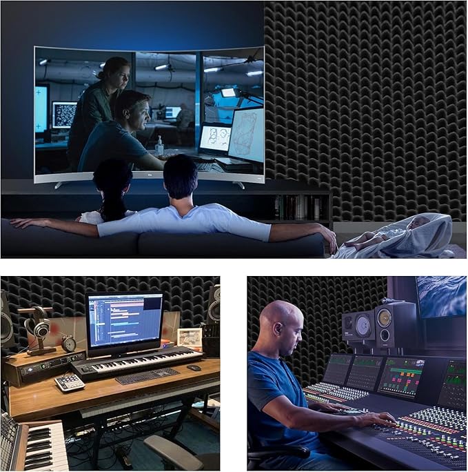 1 Pack Sound Proof Foam Panels |48"×24"×2" Quick-Recovery Soundproof Wall Panels | High Density Sound Dampening Panels for Home Studio,(Black)