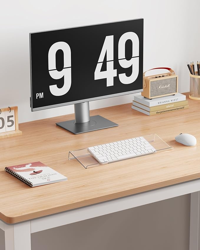 Acrylic Computer Keyboard Stand for Desktop (Clear), Ergonomic Keyboard Tilted Elevated Rack Key Board Tray Holder Riser Stand for Office Home Desk Work Supplies