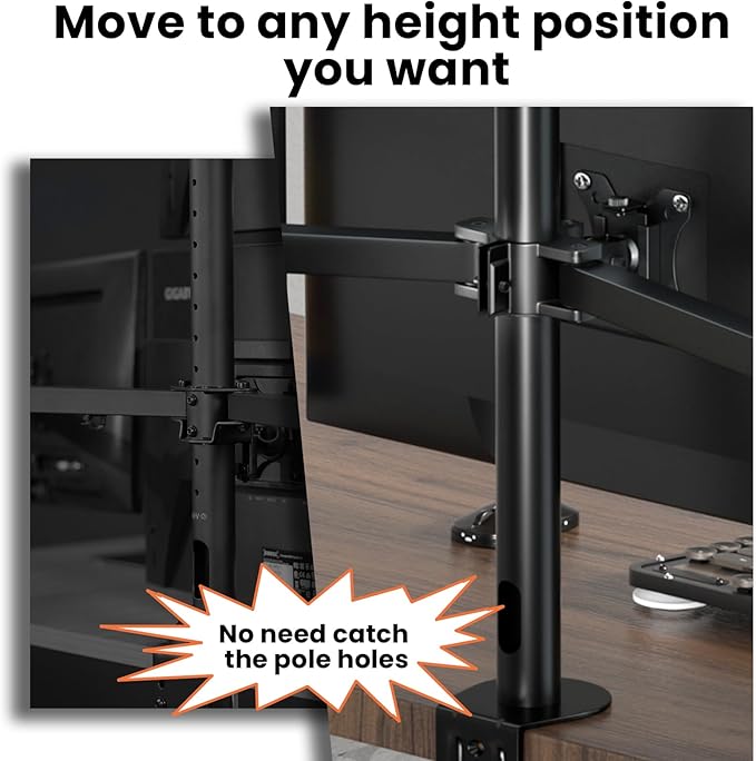 Quad Monitor Mount for 17-32 Inches - Fully Adjustable Heavy Duty 4 Monitor Arm Desk Mount, Max Load 22lbs per Screen, Clamp/Grommet, VESA 75/100 mm, Black