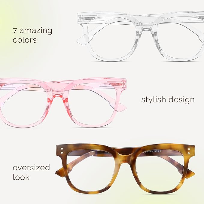 miyya Blue Light Glasses for Women & Men – Oversized UV & Blue Light Blocker Chunky Frames, Stylish Eyewear Accessories