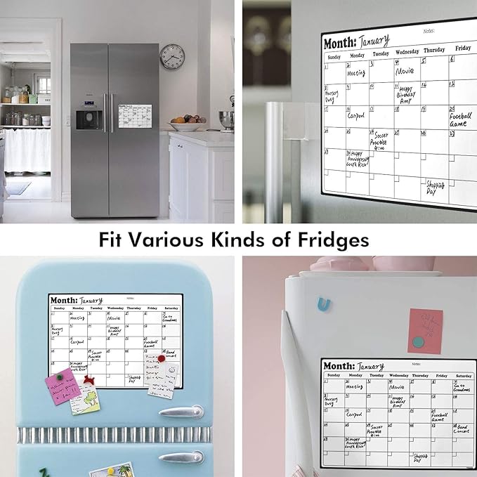 Volcanics Fridge Calendar Magnetic Dry Erase Whiteboard for Refrigerator Planners 11.5 Inches X 14.7 Inches (Pack of 2)