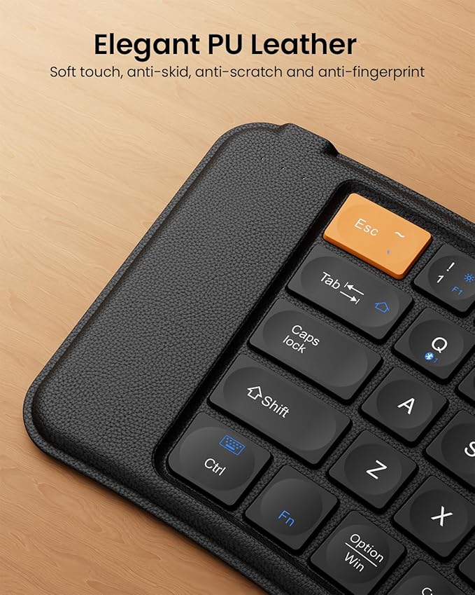 ProtoArc Ergonomic Foldable Keyboard, XK03 Split Folding Travel Bluetooth Keyboard, Ultra Slim, Portable for iPad, iPhone, Tablet, Laptop, PC