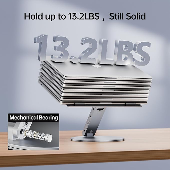 USB C Laptop Docking Station, 6 in 1 USB C Hub 4K@60Hz HDMI, 100W PD, 5Gbps Ports, 360° Rotating Adjustable Laptop Stand for MacBook Pro/Air Dell HP Lenovo, Universal Desk Dock - Gray