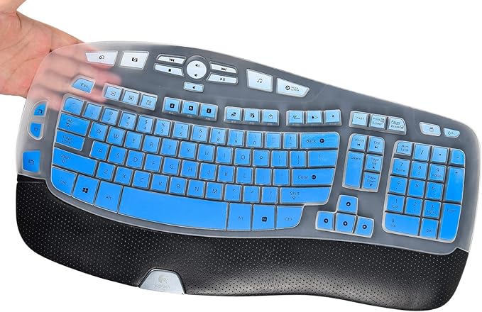Keyboard Cover for Logitech K350 MK550 MK570 Keyboard Cover Skin for Logitech K350 MK550 MK570 Wireless Keyboards Covers Skin Protector Accessories, Ombre Blue