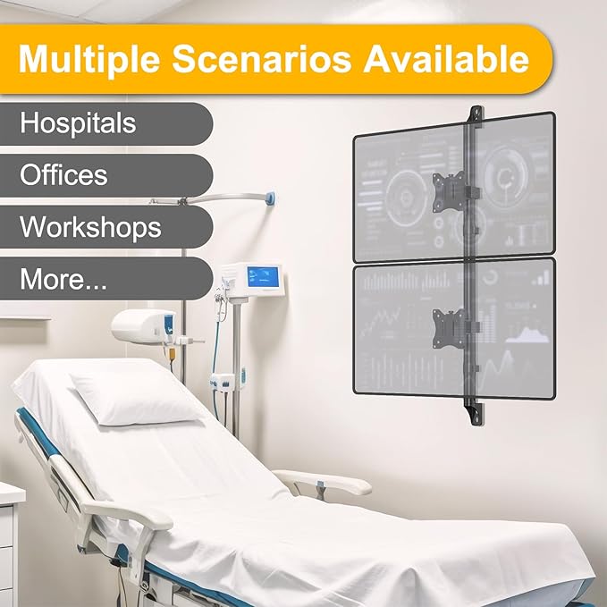 PUTORSEN Dual Monitor Wall Mount - Vertical Stacked Monitor Wall Mount for 17-32 inch Screens,Holds up to 19.8 lbs per Monitor,VESA 75x75/100x100mm,Black
