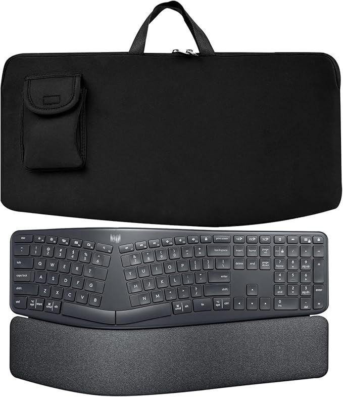 Keyboard Travel Bag Portable Keyboards Sleeve Shockproof Waterproof Keyboard Neoprene Case for Logitech Ergo K860 /Arteck Split Ergonomic Performance Wireless Mouse Combo