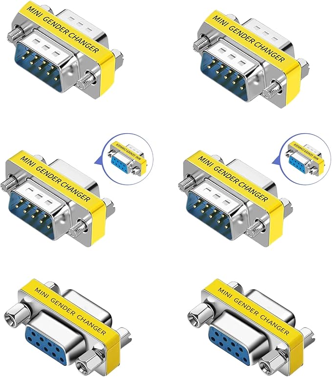 db9 Connector Null Modem Adapter,9-Pin Serial vga Adapter RS232 db9 Gender Changer,for Computer and Industrial Device Data Transfer (2(F-F)+2(M-F)+ 2(M-M))