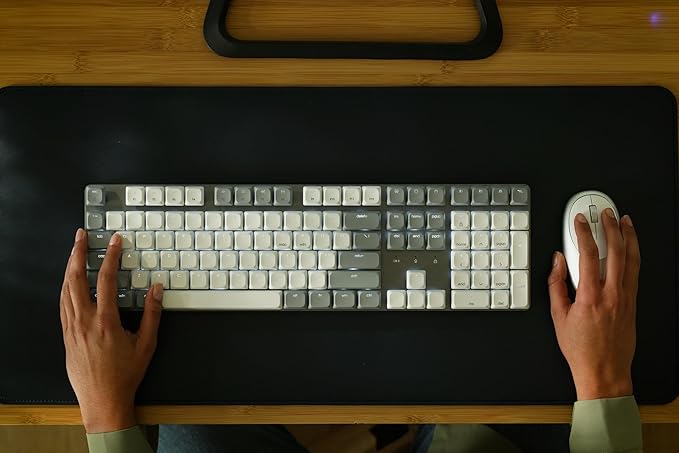 Satechi SM3 Mechanical Keyboard for Mac and Windows, 108 Keys Full Size with White LED Backlit, Wired and Bluetooth for Mac and Windows - Light Gray/White