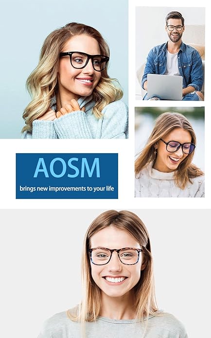 AOSM Blue Light Glasses for Men & Women,Gaming glasses Anti-Glare UV400 Protection,Blue Light Blocking to Relieve Eye Strain
