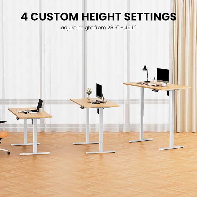 ErGear Electric Standing Desk Legs, 4 Memory Height Settings Height Adjustable Desk Frame, Sit Stand Table Legs Up to 47.2", Ergonomic Stand up Converter Base Workstation, White Frame Only