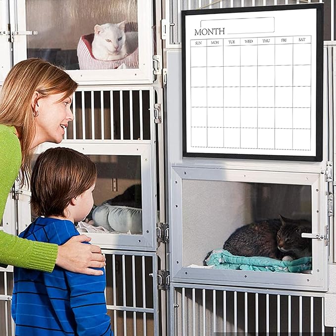 Umtiit Monthly Calendar Dry Erase Whiteboard 19.7 x 19.7 inch(50 x 50 cm), Black Wood Frame, Magnetic Surface Whiteboard for Planning/Schedule/School Timetable/Memo(YLBB-5050BK,US)