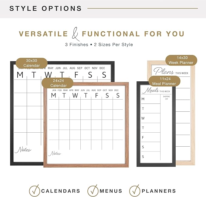 MCS Dry Erase Weekly Planner 14x30 Black Framed Calander Whiteboard for Wall, Plan Your Week with Family Weekly Planner for Dinners, Sports, Events & More