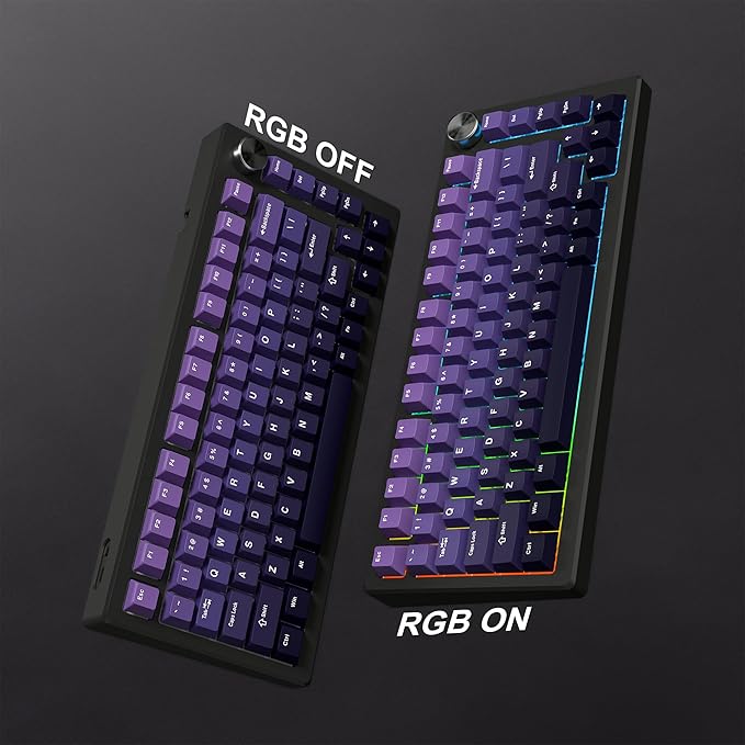dagaladoo Double Shot PBT keycaps,Gradient Purple caps 75 Percent, 138-keys Cherry Profile Custom keycaps Set for 100% 75% 65% 60% TKL US Layout Mechanical Keyboard(only keycap)