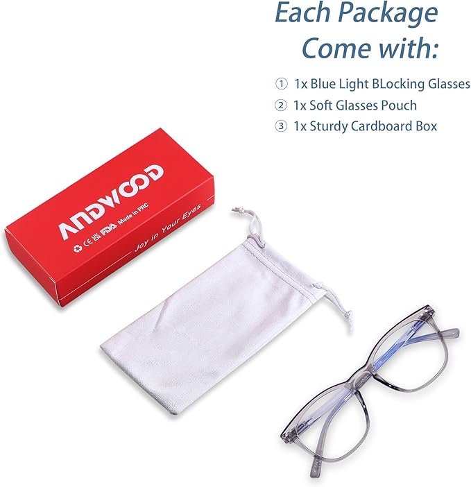 ANDWOOD Blue Light Blocking Glasses Women Men Computer Small Face Clear Bluelight Blocker Eyeglasses Frame