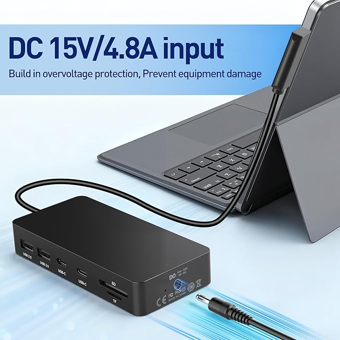 Surface Docking Station, 11-in-1 Triple Display (Surface +4K HDMI +VGA) Surface Dock, Surface Docking Station for Surface Pro 11/10/9/8/X/7/6/5/4/3, Surface Laptop, Surface Book Go