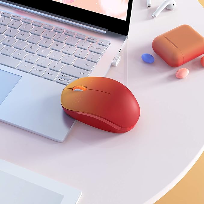 seenda Wireless Mouse for Laptop, 2.4G Noiseless Mouse with USB Receiver - Optical Tracking Portable Computer Mice for Chromebook, PC, Tablet, Windows System, 24 Months Battery Life - Gradient Red
