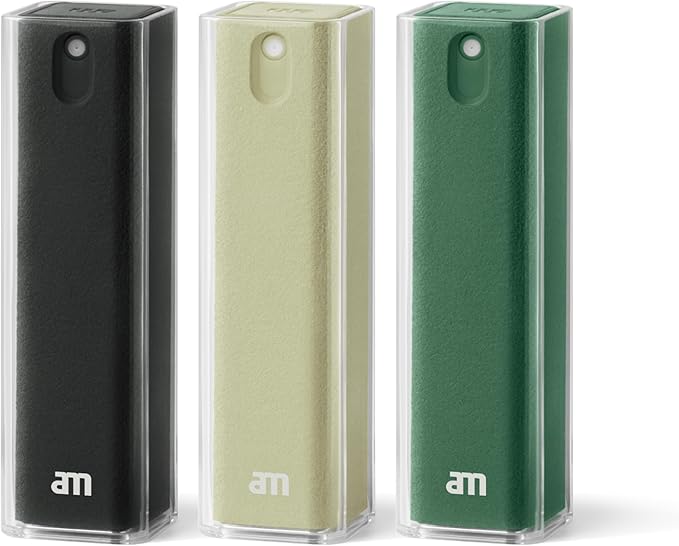 am Screen Cleaner Mist Spray with Microfiber Cloth Around β Alcohol-Free, Streak-Free Screen Cleaning Kit for Smartphones, Tablets, Laptops, Smart TVs & Car Screens, 3 Pack, Green