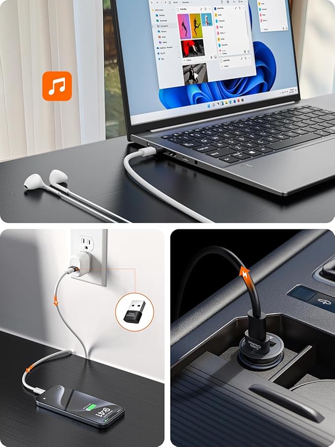 CableCreation USB to USB C Female Adapter 4Pack Compatible with iPhone 16, 15, Samsung Galaxy S24, iPad, Apple Watch, Airpods, CarPlay