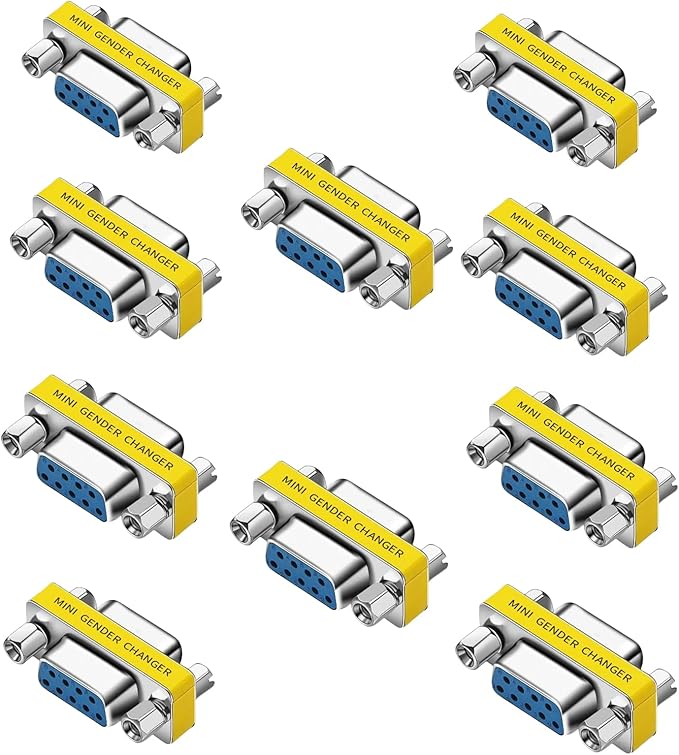 db9 Connector Null Modem Adapter,9-Pin Serial vga Adapter RS232 db9 Gender Changer,for Computer and Industrial Device Data Transfer(F-F (10P))