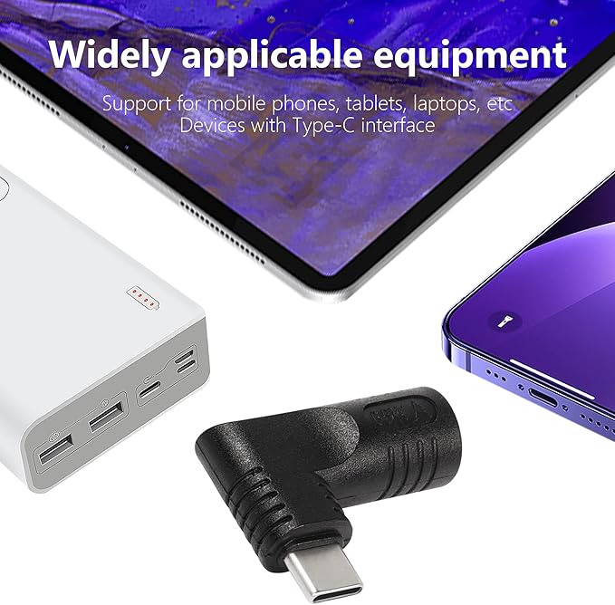 SinLoon 65W PD DC 7.4mm x 5.0mm Female (7.4mm x 0.6mm) Input to USB Type C Male Power Charging Adapter,Uilt-in with PD Automatic Identification Induction Chip,for Phones,Tablets, Laptops(black 7406 B)