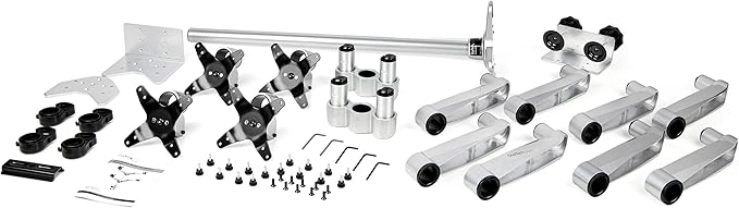StarTech.com Desk Mount Quad Monitor Arm, Premium Articulating VESA 4X Monitor Mount 2x2 up to 30" (24.8lb/11.3kg), Height Adjustable Pole, Tilt Swivel Rotate, Clamp or Grommet Base, TAA
