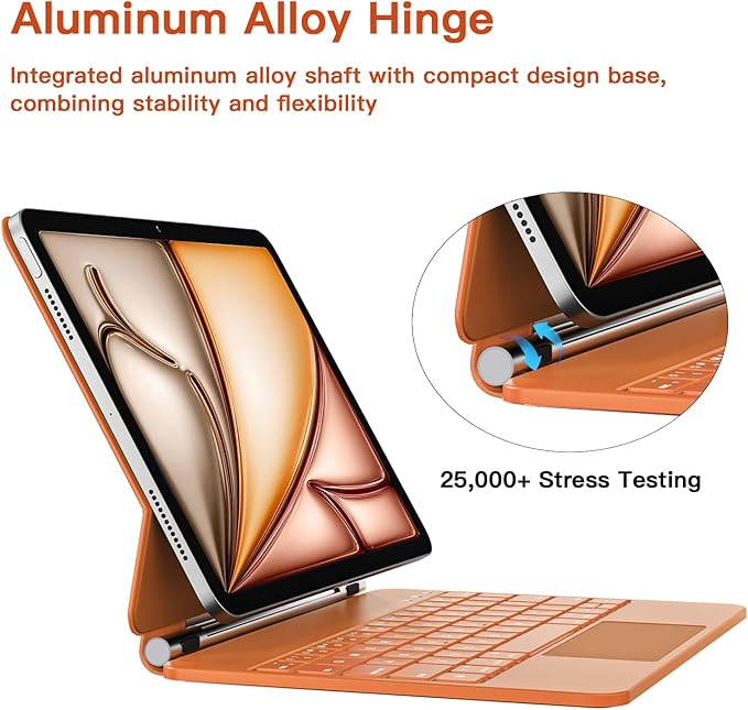 for iPad Air 11 inch Case with Keyboard (M4/M3/M2, 2026/2025/2024), iPad Pro 11 (4th/3rd/2nd/1st Gen) & Air 5/4th Magic Keyboard Case, Backlit, Multi-Touch Trackpad, Orange