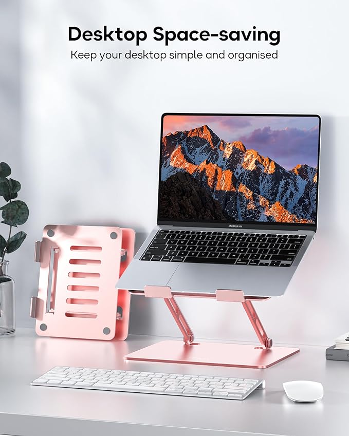 Adjustable Laptop Stand, Ergonomic Computer Stand for Desk, Aluminum Ventilated Colling Printer Stand Compatible with MacBook Pro Air, HP, 10-15.6" All Laptops